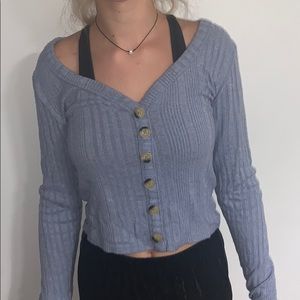 blue grey sweater shirt